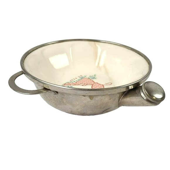 VTG Child Porcelain Warming Bowl w Reservoir Colonial Plate USA Little Bo Peep - Picture 3 of 13